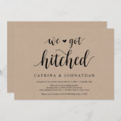 Rustic Farm Kraft, Zwarte script, Trouwen Elopemen Kaart (Voorkant / Achterkant)