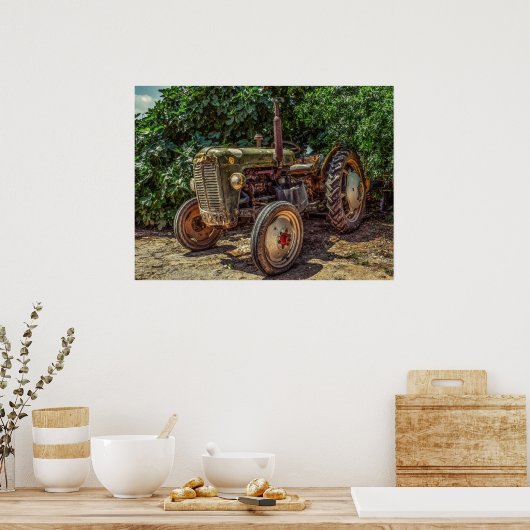 Rustic farm tractor poster (Keuken)