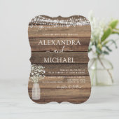 Rustic Farmhouse Baby's Breath Jar Wedding Kaart (Staand voorkant)
