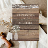 Rustic Farmhouse Baby's Breath Jar Wedding Kaart