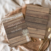 Rustic Farmhouse Baby's Breath Jar Wedding Kaart