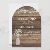 Rustic Farmhouse Baby's Breath Jar Wedding Kaart (Voorkant)