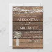 Rustic Farmhouse Baby's Breath Jar Wedding Kaart (Voorkant)