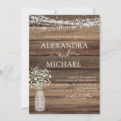 Rustic Farmhouse Baby's Breath Jar Wedding Kaart (Voorkant)