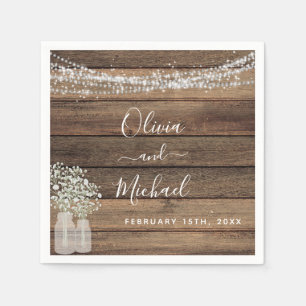 Rustic Farmhouse Baby's Breath Jar Wedding Servet