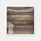 Rustic Farmhouse Baby's Breath Jar Wedding Servet (Voorkant)