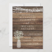 Rustic Farmhouse Baby's Breath Wedding Invitation Kaart (Voorkant)