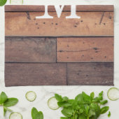 Rustic Farmhouse Barn Monogrammed Familienaam Theedoek (Gevouwen)