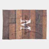 Rustic Farmhouse Barn Monogrammed Familienaam Theedoek (Horizontaal)