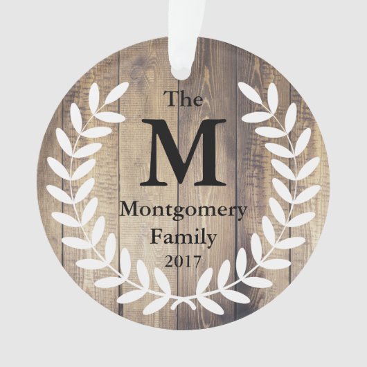 Rustic Farmhouse Barn Wood Familie Foto Ornament (voorkant)