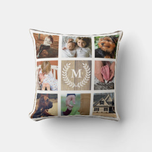 Rustic Farmhouse Barn Wood Laurels Familie Foto Kussen