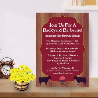 Rustic Farmhouse BBQ Party Invite Summer Party  Kaart