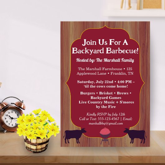 Rustic Farmhouse BBQ Party Invite Summer Party  Kaart