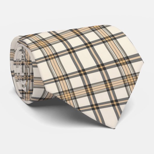 Rustic Farmhouse Beige and Brown Plaid Gift Stropdas (Opgerold)