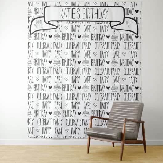 Rustic Farmhouse Birthday Party Backdrop Banner Wandkleed (In situ)