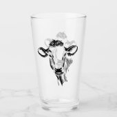 Rustic Farmhouse Black Dairy Cow Illustratie Glas (Voorkant)