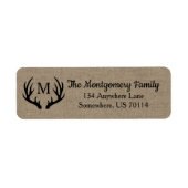 Rustic Farmhouse Black Deer Antlers Faux Burlap Etiket (Voorkant)