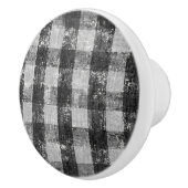 Rustic Farmhouse Black in White Gingham Check Boer Keramische Knop (Rechts)