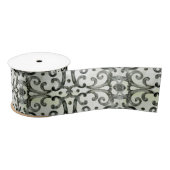 Rustic Farmhouse Black in White Swirls Waterverf Satijnen Lint (Spoel)