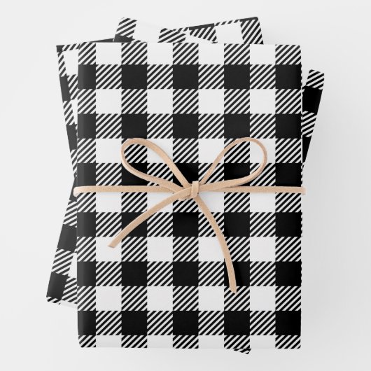 Rustic Farmhouse Black & White Checkered Inpakpapier Vel (In situ)