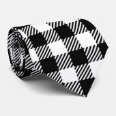 Rustic Farmhouse Black & White Checkered Stropdas (Opgerold)
