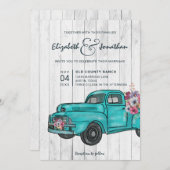 Rustic Farmhouse Blauwgroen  Truck Boho Wedding Kaart (Voorkant / Achterkant)