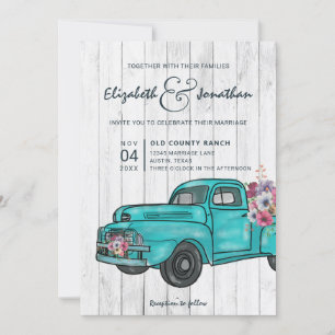 Rustic Farmhouse Blauwgroen Truck Boho Wedding Kaart