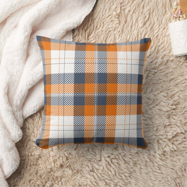 Rustic Farmhouse Blue Oranje Pset Autumn Herfst Kussen (Deken)