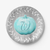 Rustic Farmhouse Blue Pumpkin & Wreath Papieren Bordje (Voorkant)