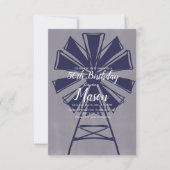 Rustic Farmhouse Blue Windmill 50th Birthday Kaart (Voorkant)