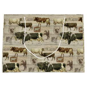 Rustic Farmhouse Boerderij Koe Wooden Pattern Masc Groot Cadeauzakje