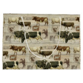 Rustic Farmhouse Boerderij Koe Wooden Pattern Masc Groot Cadeauzakje (Achterkant)