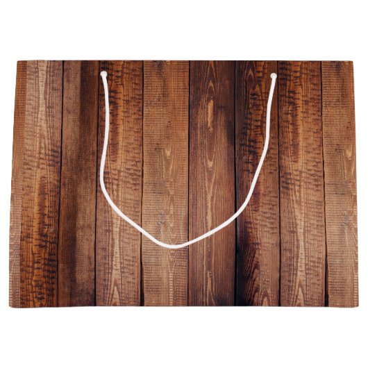 Rustic Farmhouse Brown Barn Wood Groot Cadeauzakje (Voorkant)