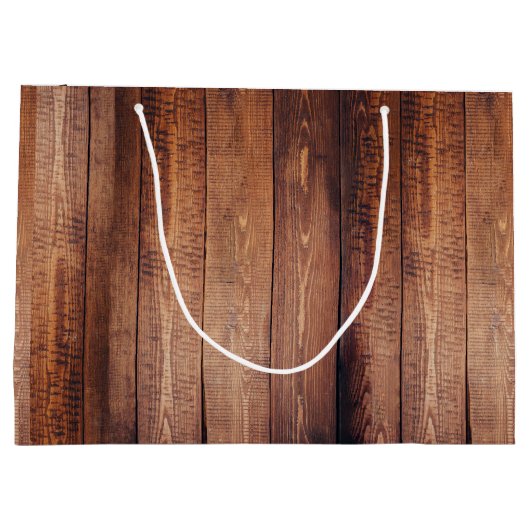 Rustic Farmhouse Brown Barn Wood Groot Cadeauzakje (Achterkant)