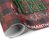 Rustic Farmhouse Buffalo Plaid Christmas Custom Cadeaupapier (Rol Hoek)