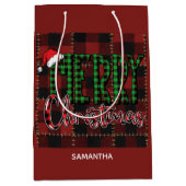 Rustic Farmhouse Buffalo Plaid Christmas Custom Medium Cadeauzakje (Voorkant)