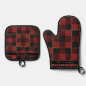 Rustic Farmhouse Buffalo Plaid Custom Christmas Ovenwant & Pannenlap Set (Voorkant)