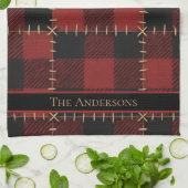Rustic Farmhouse Buffalo Plaid Custom Christmas  Theedoek (Gevouwen)