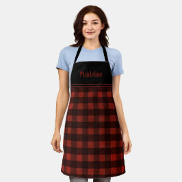 Rustic Farmhouse Buffalo Plaid Naam toevoegen Scho Schort