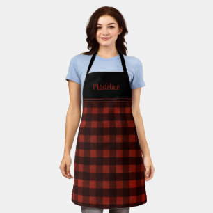 Rustic Farmhouse Buffalo Plaid Naam toevoegen Scho Schort