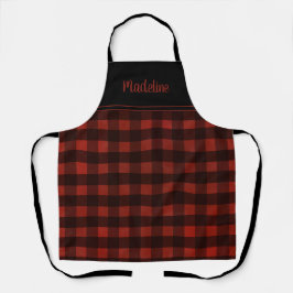Rustic Farmhouse Buffalo Plaid Naam toevoegen Scho Schort