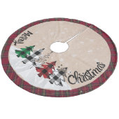 Rustic Farmhouse Burlap Buffalo Pset Kerstmis Fleece Kerstboom Rok (Gekanteld)