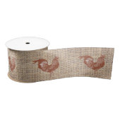 Rustic Farmhouse Burlap Chicken Pattern Satijnen Lint (Spoel)
