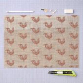 Rustic Farmhouse Burlap Chicken Pattern Tissuepapier (Craft)