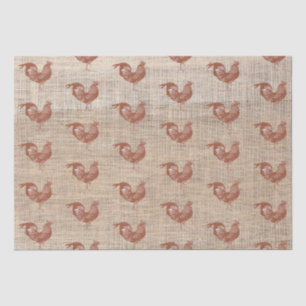 Rustic Farmhouse Burlap Chicken Pattern Tissuepapier
