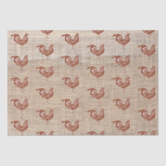 Rustic Farmhouse Burlap Chicken Pattern Tissuepapier (Voorkant)