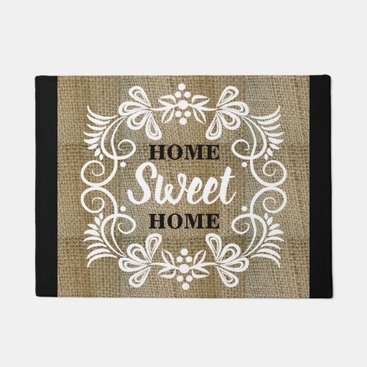 Rustic Farmhouse Burlap Home Sweet Home Deurmat (Voorkant)
