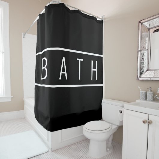 Rustic Farmhouse Chic Black White Douchegordijn (In situ)