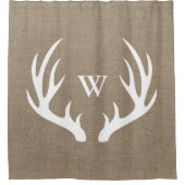 Rustic Farmhouse Chic Deer Antlers & Faux Burlap Douchegordijn (Voorkant)