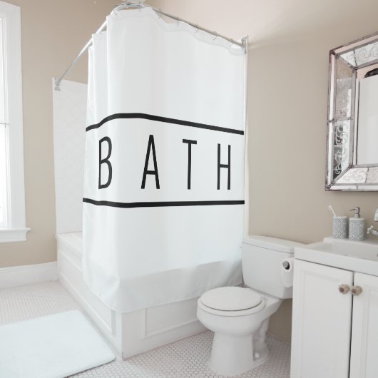 Rustic Farmhouse Chic White Black Douchegordijn (In situ)